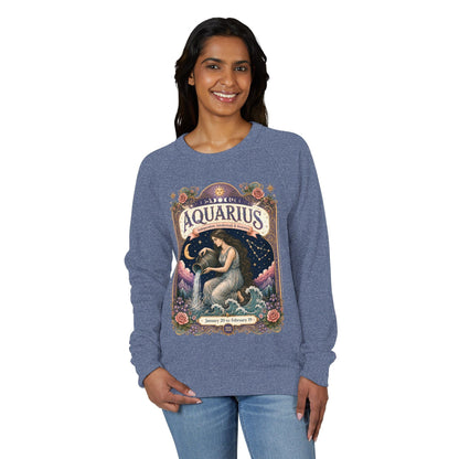 Aquarius Zodiac Raglan Sweatshirt – Ethereal Water Bearer Artwork