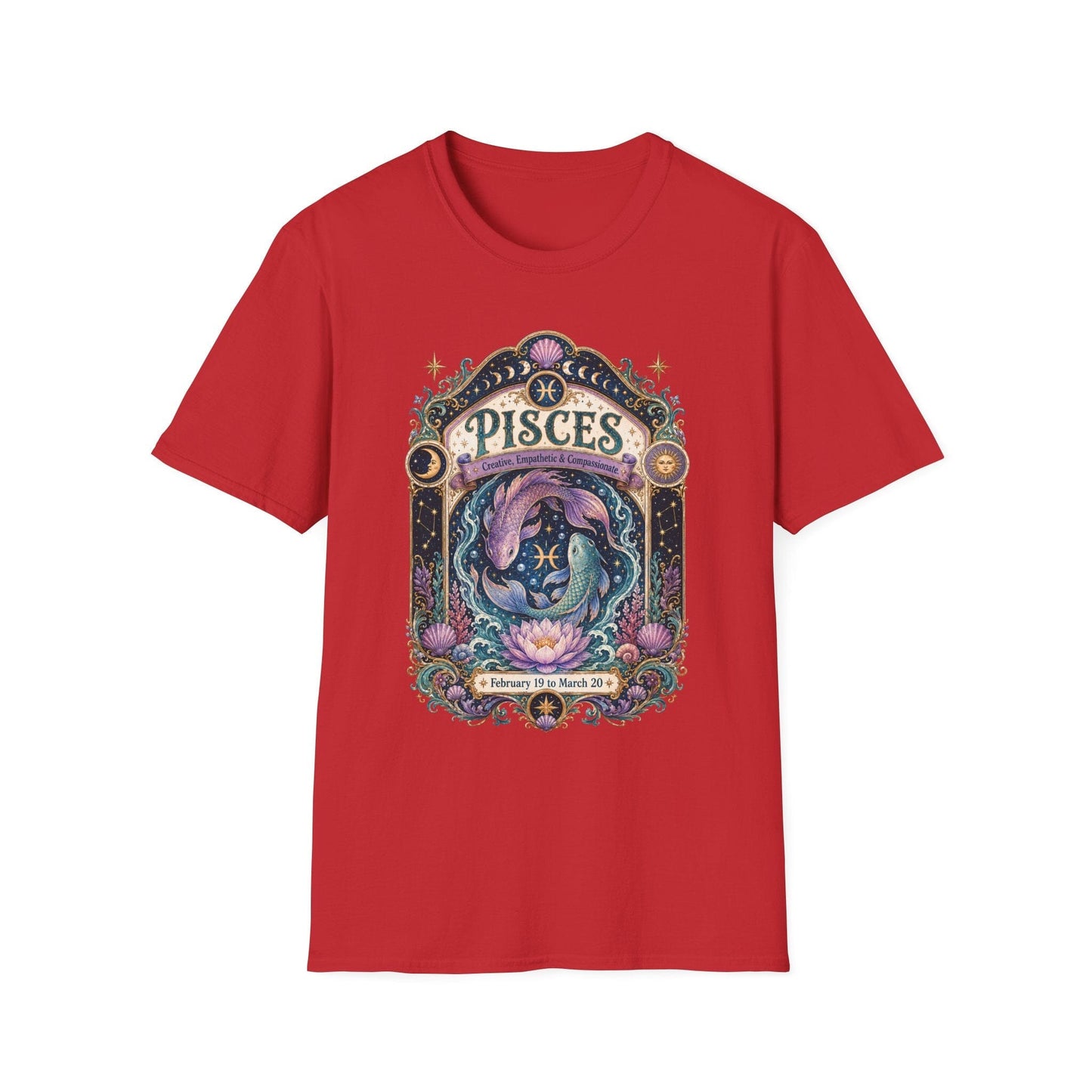 Pisces Zodiac Softstyle T-Shirt – Celestial Fish Artwork