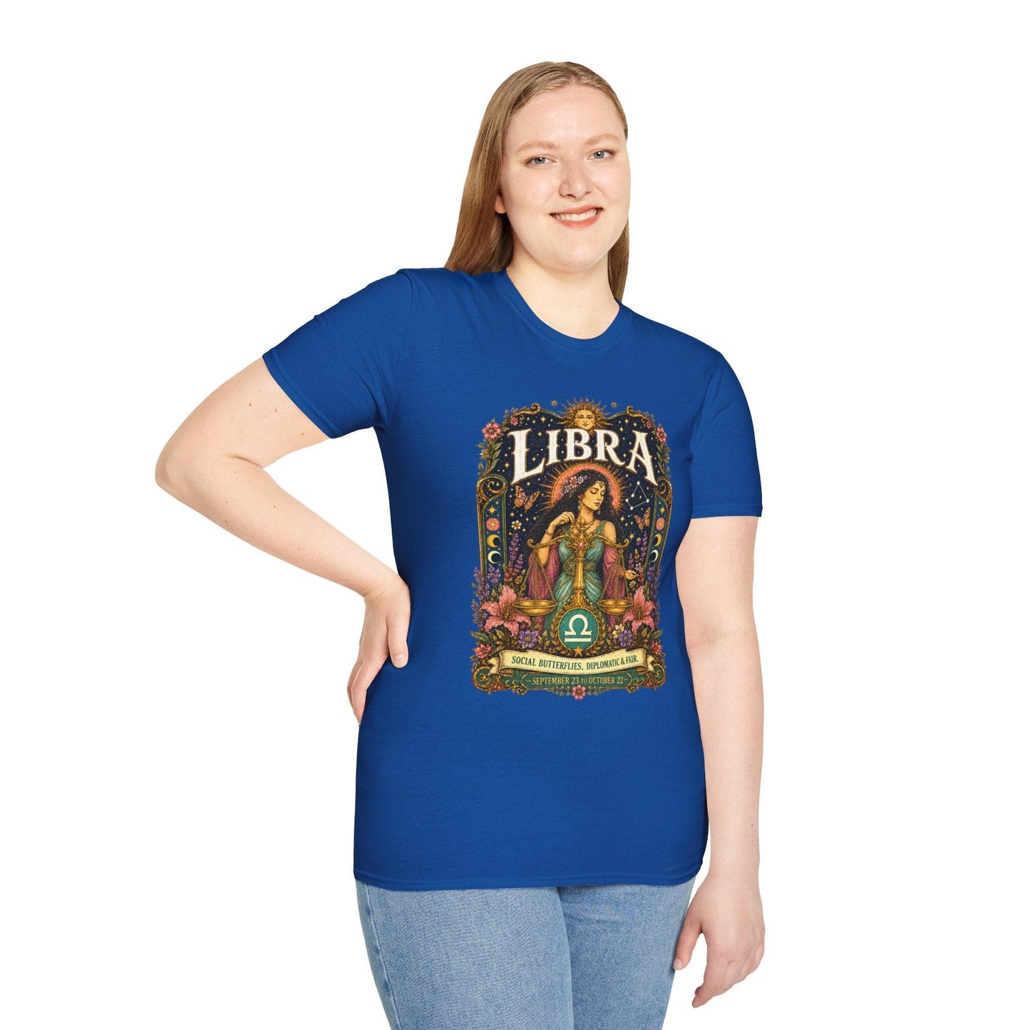 Libra Zodiac Softstyle T-Shirt – Celestial Scales Artwork
