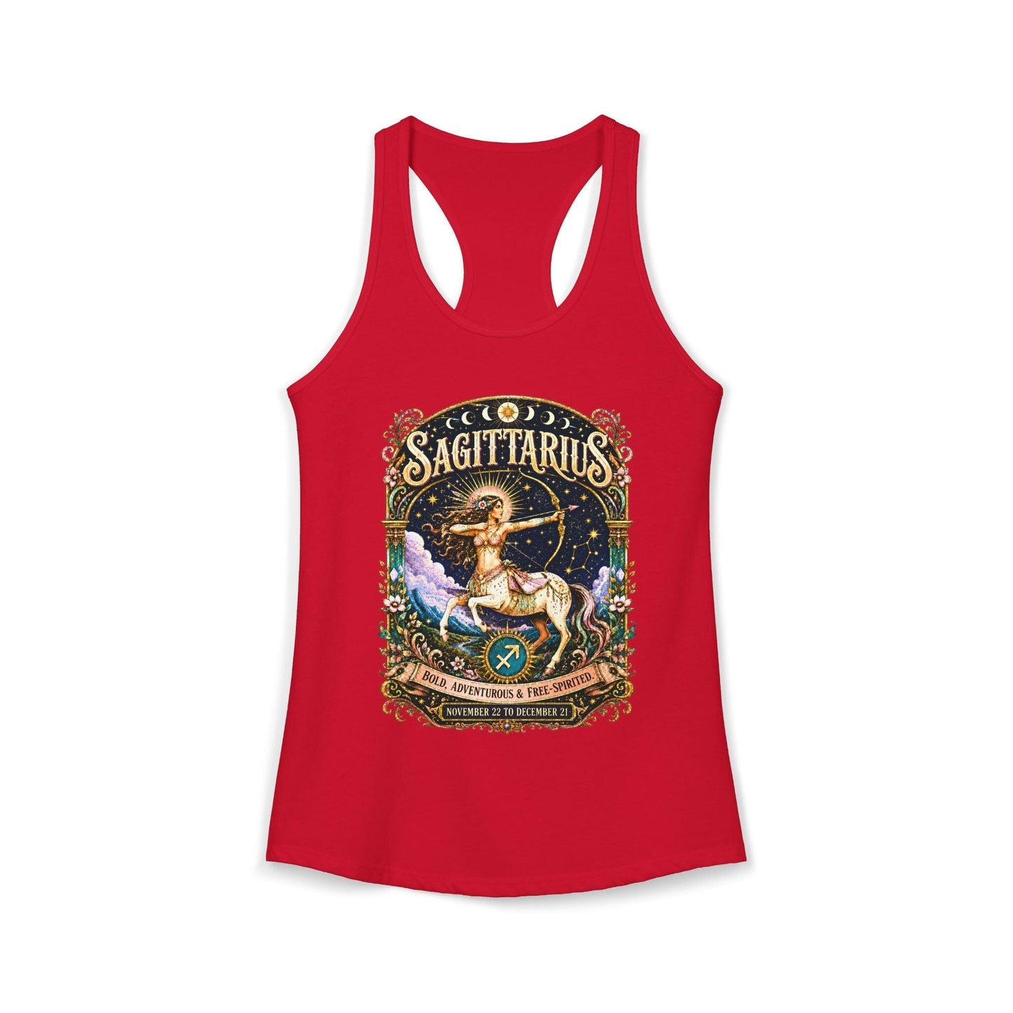 Sagittarius Zodiac Women's Racerback Tank – Ornate Archer Artwork