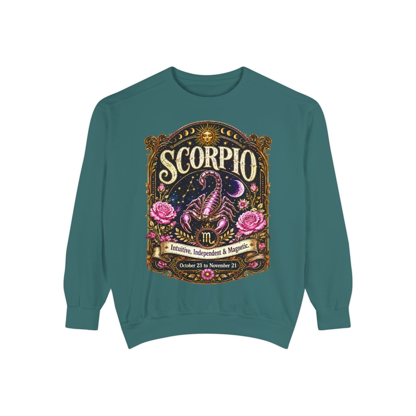 Scorpio Zodiac Garment-Dyed Sweatshirt – Mystic Scorpion Artwork