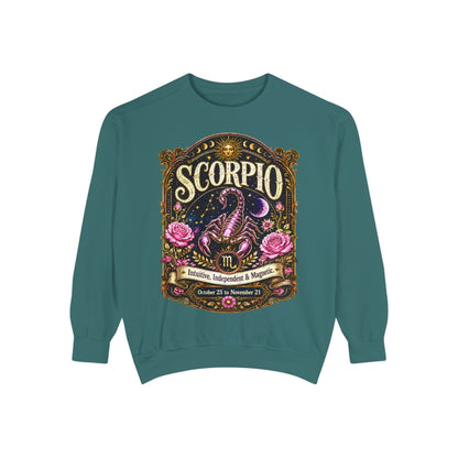 Scorpio Zodiac Garment-Dyed Sweatshirt – Mystic Scorpion Artwork