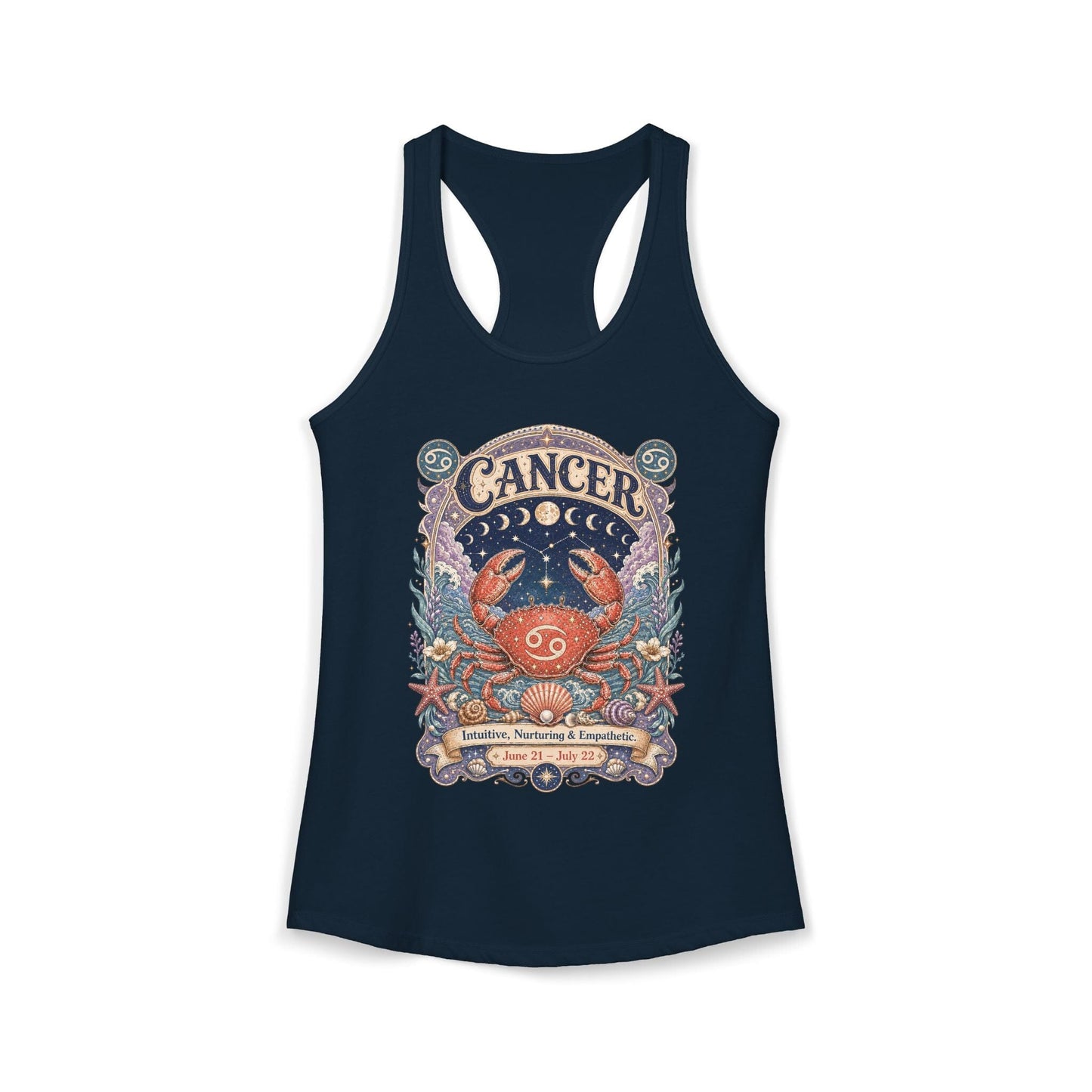 Cancer Zodiac Women's Racerback Tank – Ornate Crab Artwork