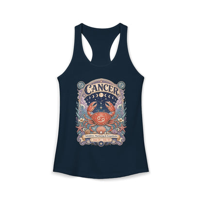 Cancer Zodiac Women's Racerback Tank – Ornate Crab Artwork