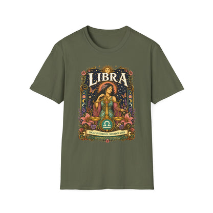 Libra Zodiac Softstyle T-Shirt – Celestial Scales Artwork