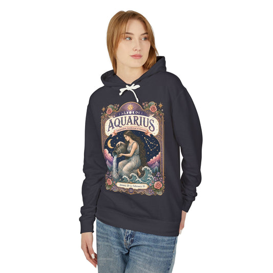 Aquarius Zodiac Hooded Sweatshirt – Enchanted Water Bearer Artwork