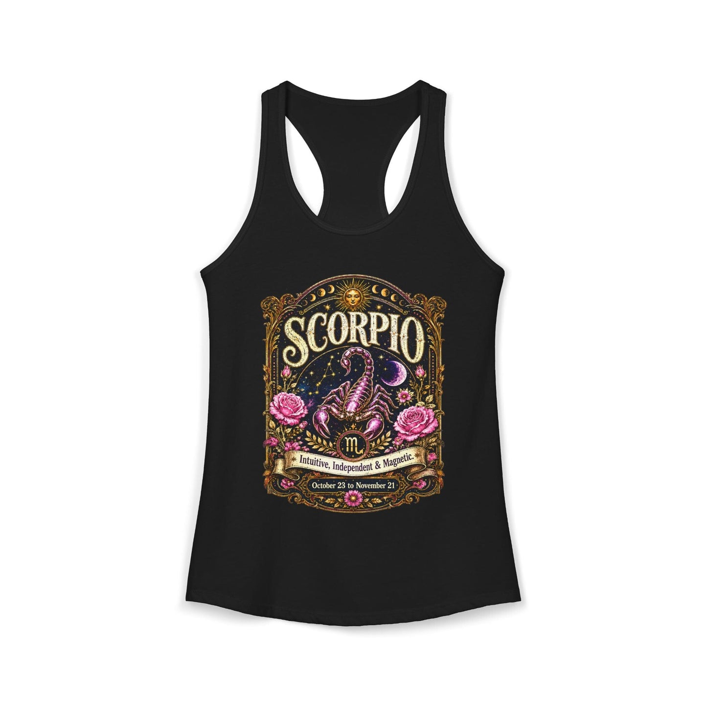 Scorpio Zodiac Women's Racerback Tank – Ornate Scorpion Artwork