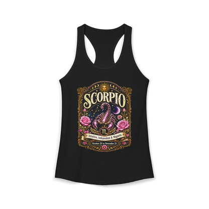 Scorpio Zodiac Women's Racerback Tank – Ornate Scorpion Artwork