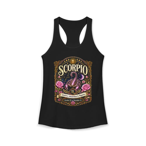 Scorpio Zodiac Women's Racerback Tank – Ornate Scorpion Artwork