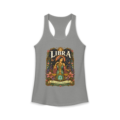Libra Zodiac Women's Racerback Tank – Ornate Scales Artwork