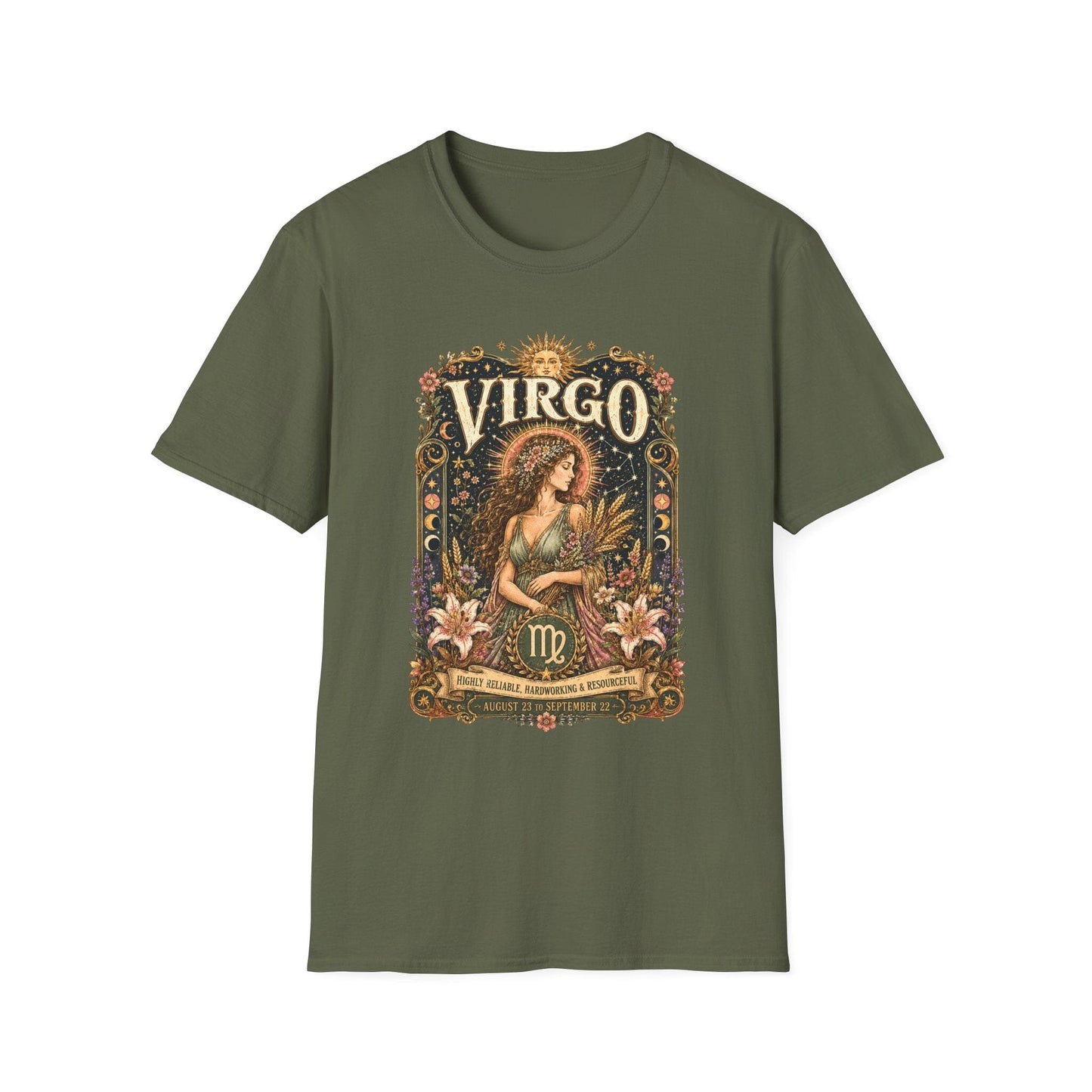 Virgo Zodiac Softstyle T-Shirt – Celestial Maiden Artwork