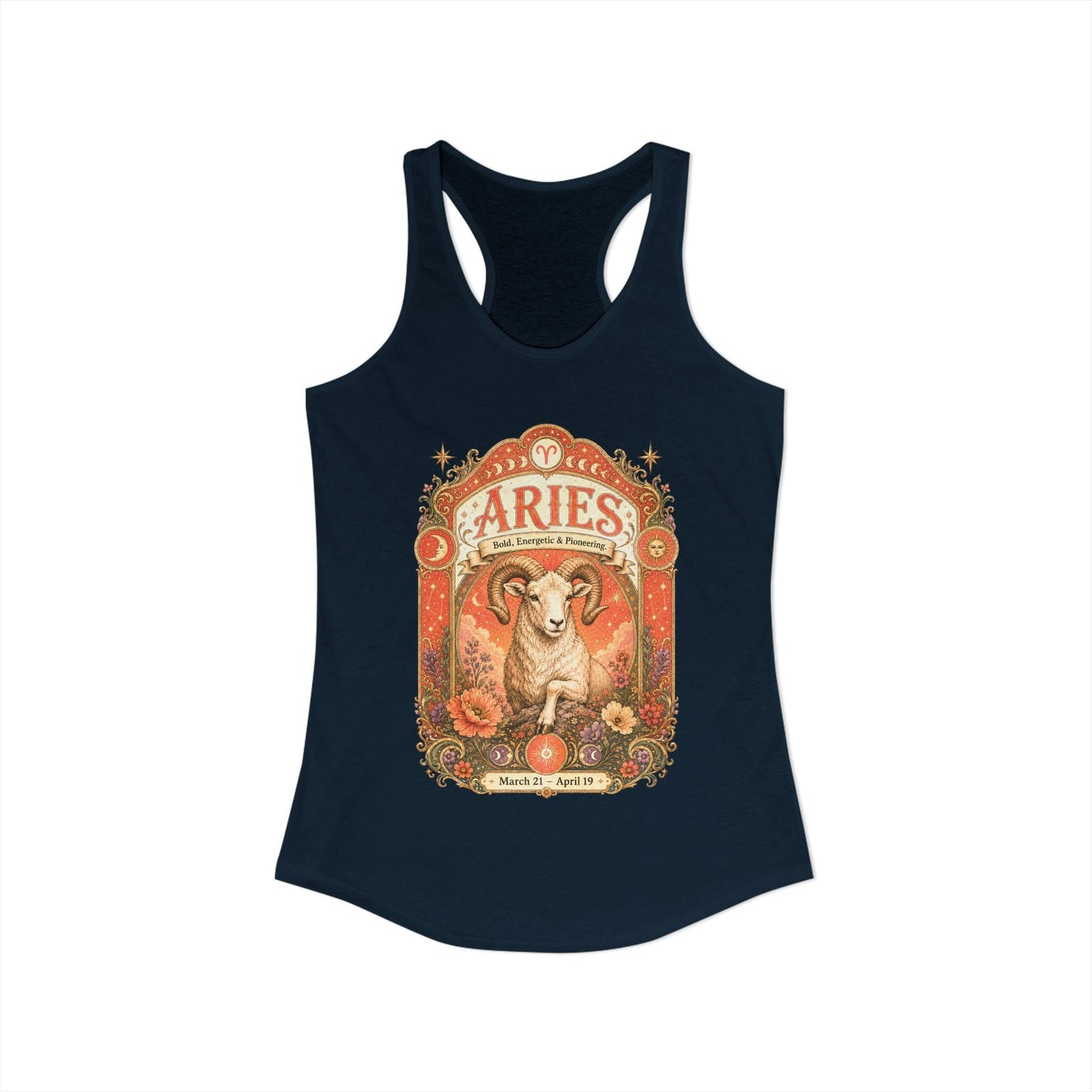 Aries Zodiac Women's Racerback Tank – Ornate Ram Artwork