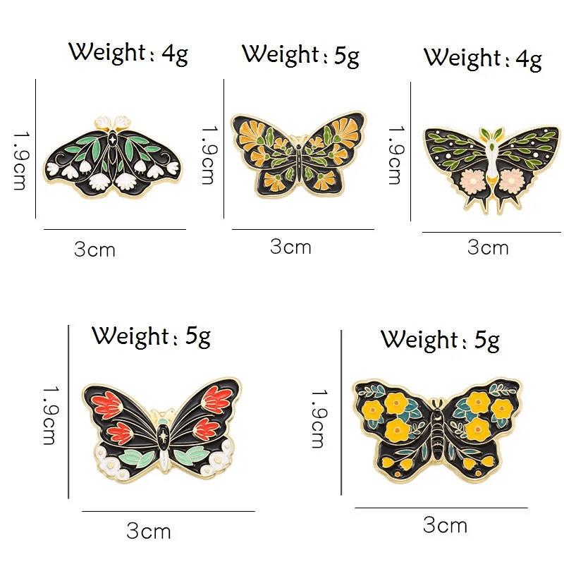 Romantic Floral Moth Enamel Pin