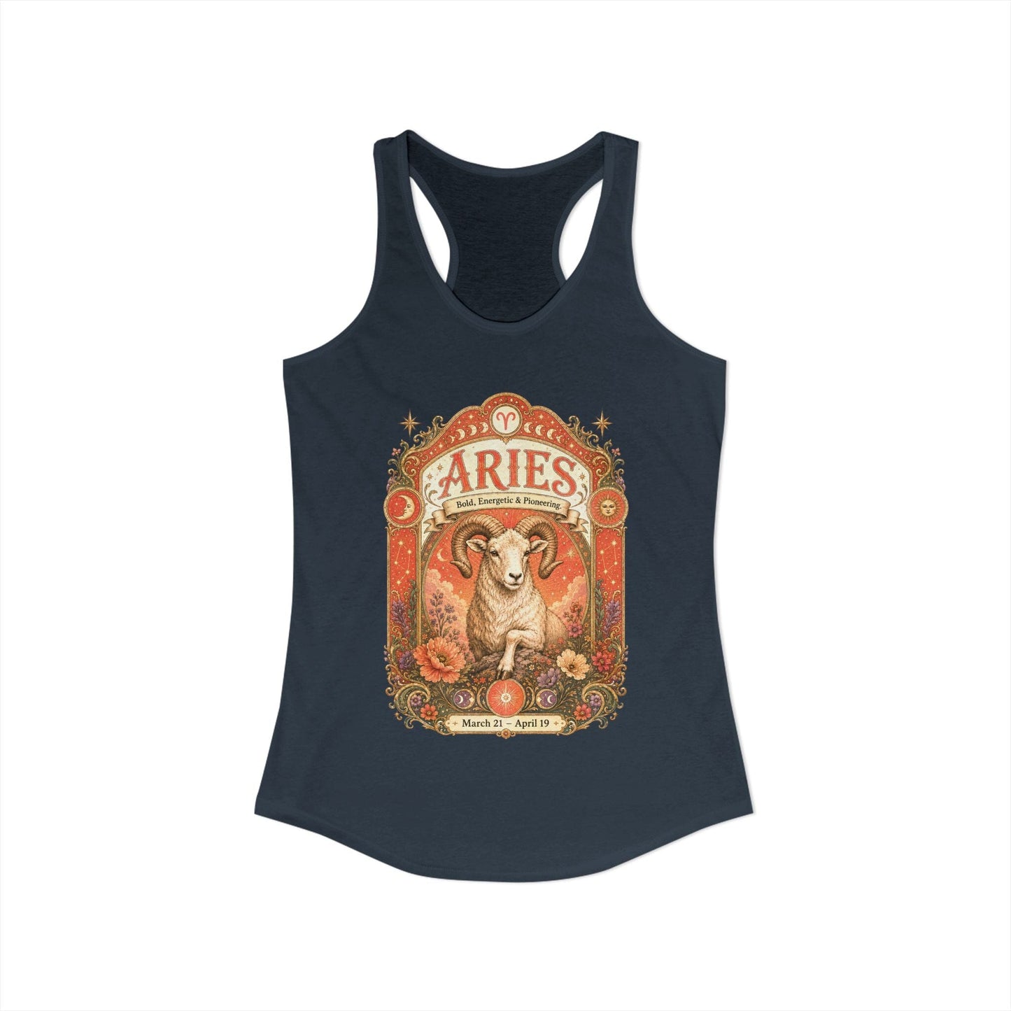 Aries Zodiac Women's Racerback Tank – Ornate Ram Artwork