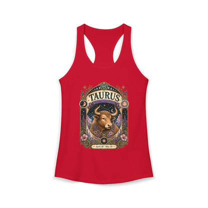 Taurus Zodiac Women's Racerback Tank – Ornate Bull Artwork