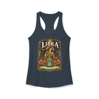 Libra Zodiac Women's Racerback Tank – Ornate Scales Artwork