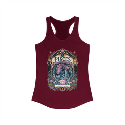 Pisces Zodiac Women's Racerback Tank – Ornate Fish Artwork