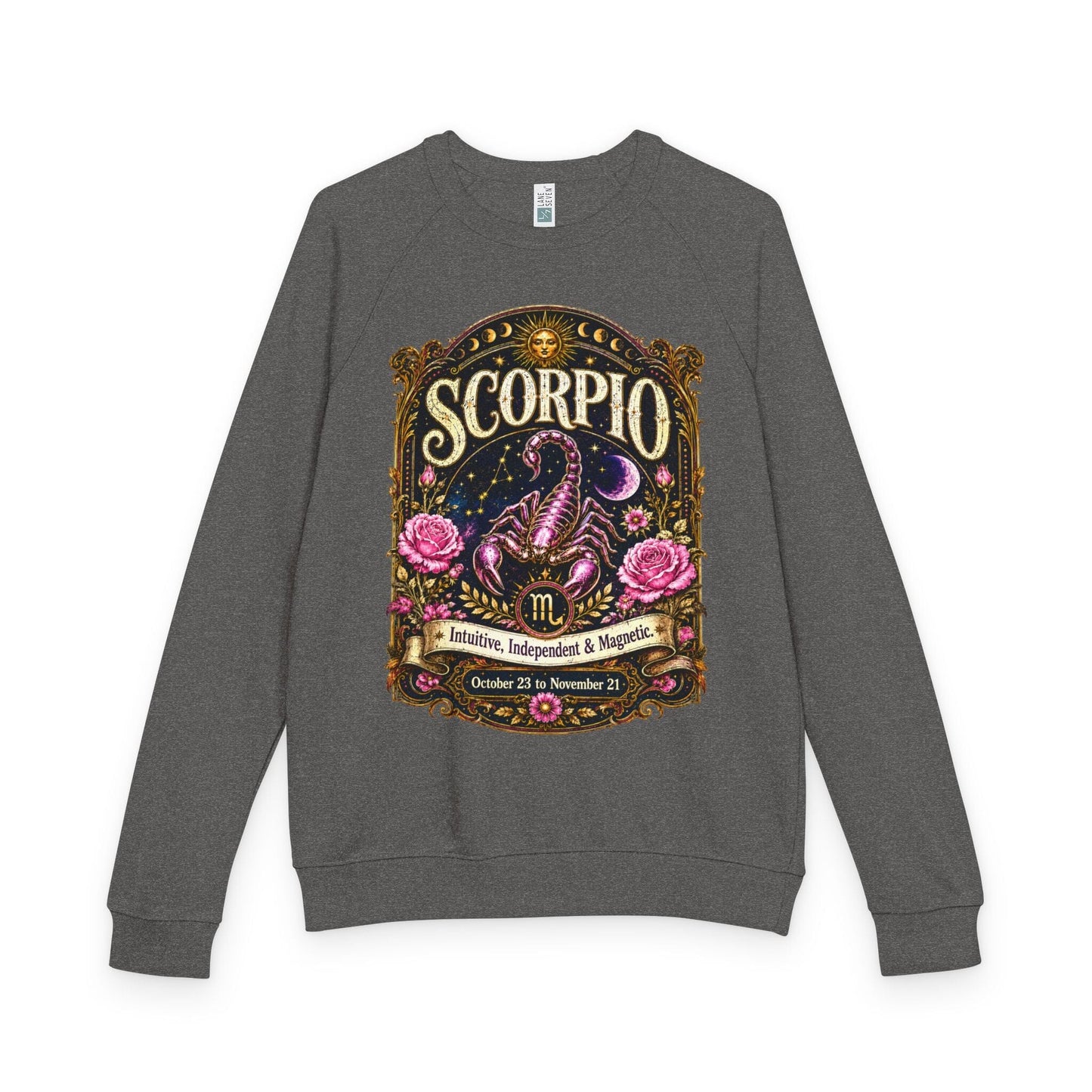 Scorpio Zodiac Raglan Sweatshirt – Ethereal Scorpion Artwork