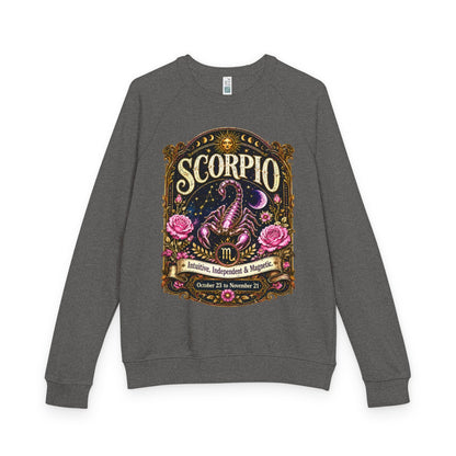 Scorpio Zodiac Raglan Sweatshirt – Ethereal Scorpion Artwork