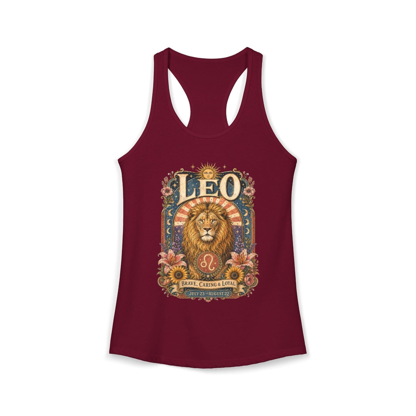 Leo Zodiac Women's Racerback Tank – Ornate Lion Artwork