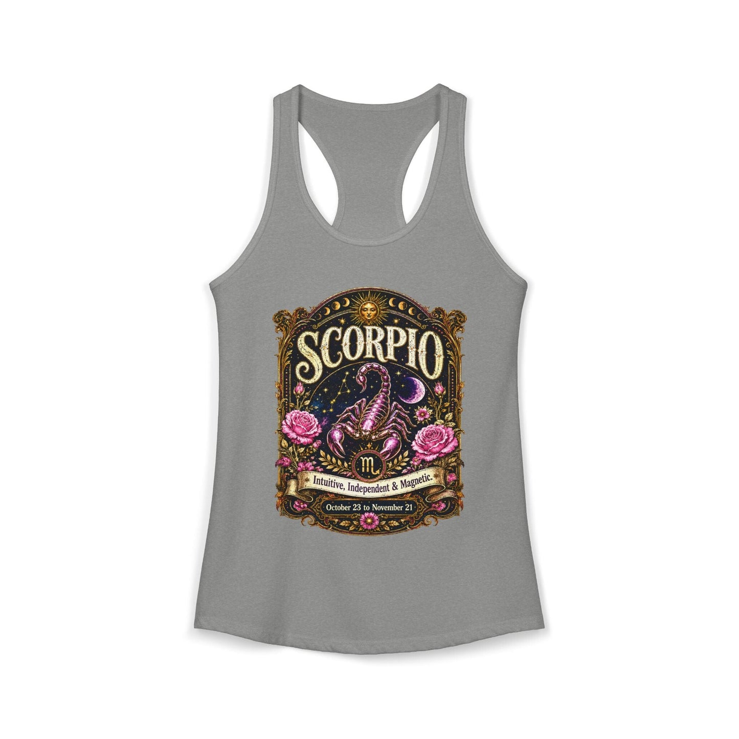 Scorpio Zodiac Women's Racerback Tank – Ornate Scorpion Artwork