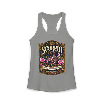 Scorpio Zodiac Women's Racerback Tank – Ornate Scorpion Artwork