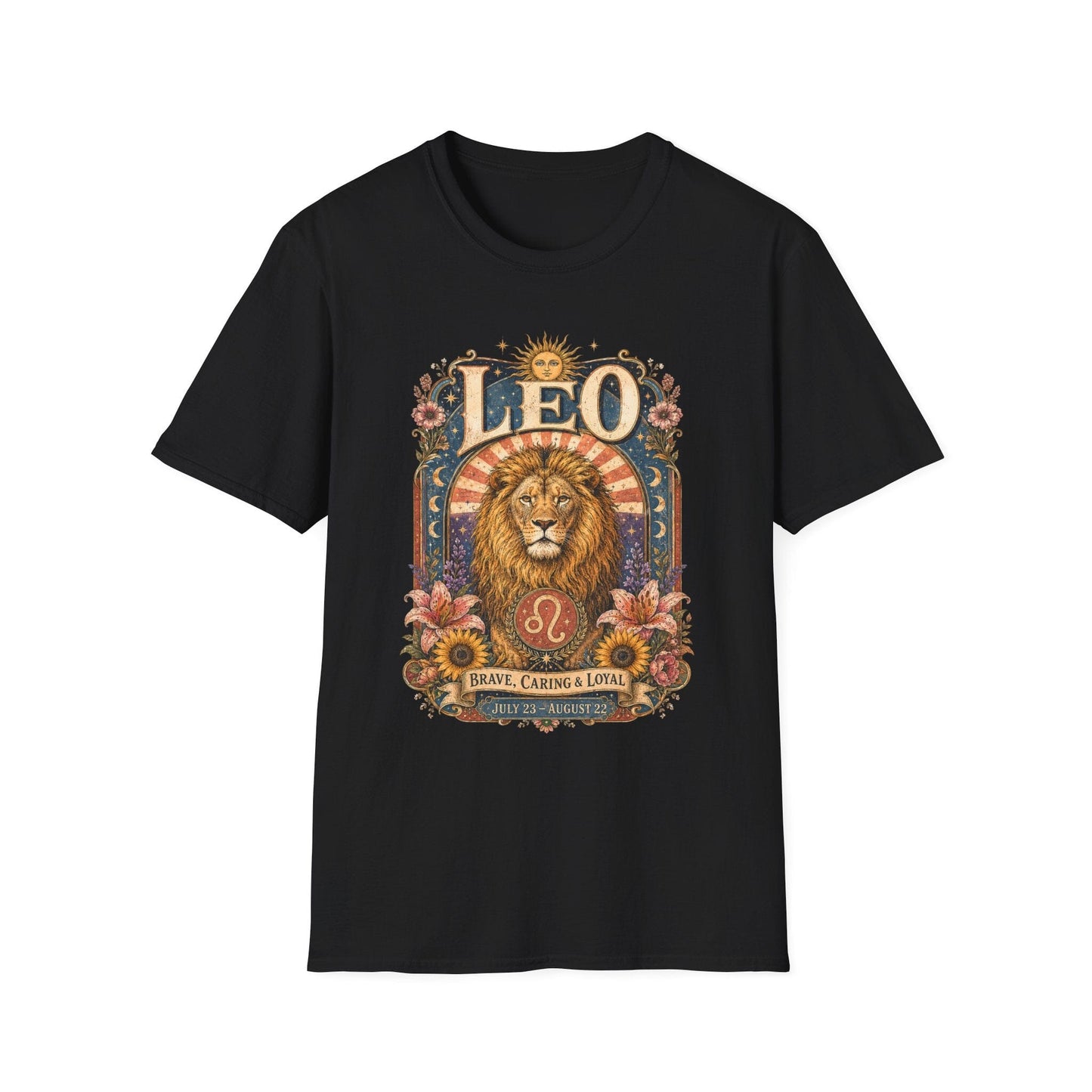Leo Zodiac Softstyle T-Shirt – Celestial Lion Artwork