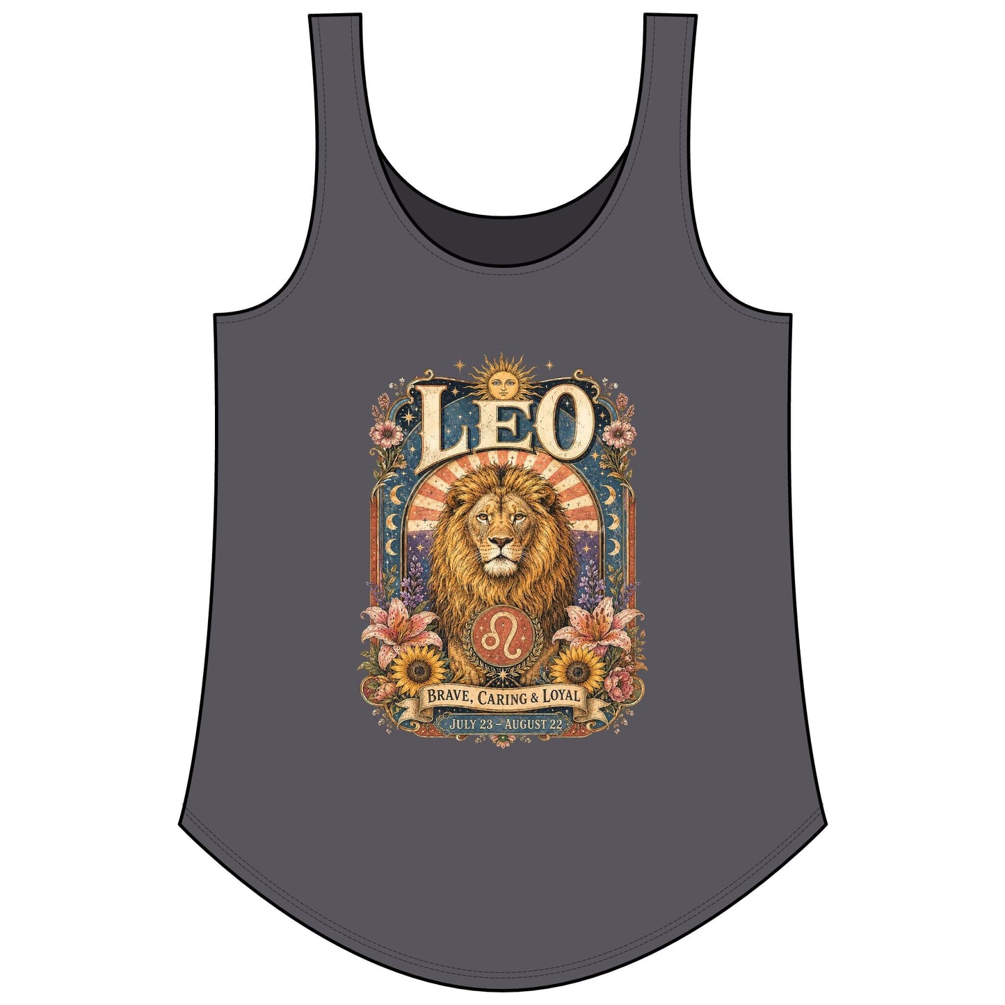 Leo Zodiac Women's Festival Tank Top – Vintage Lion Astrology Tank