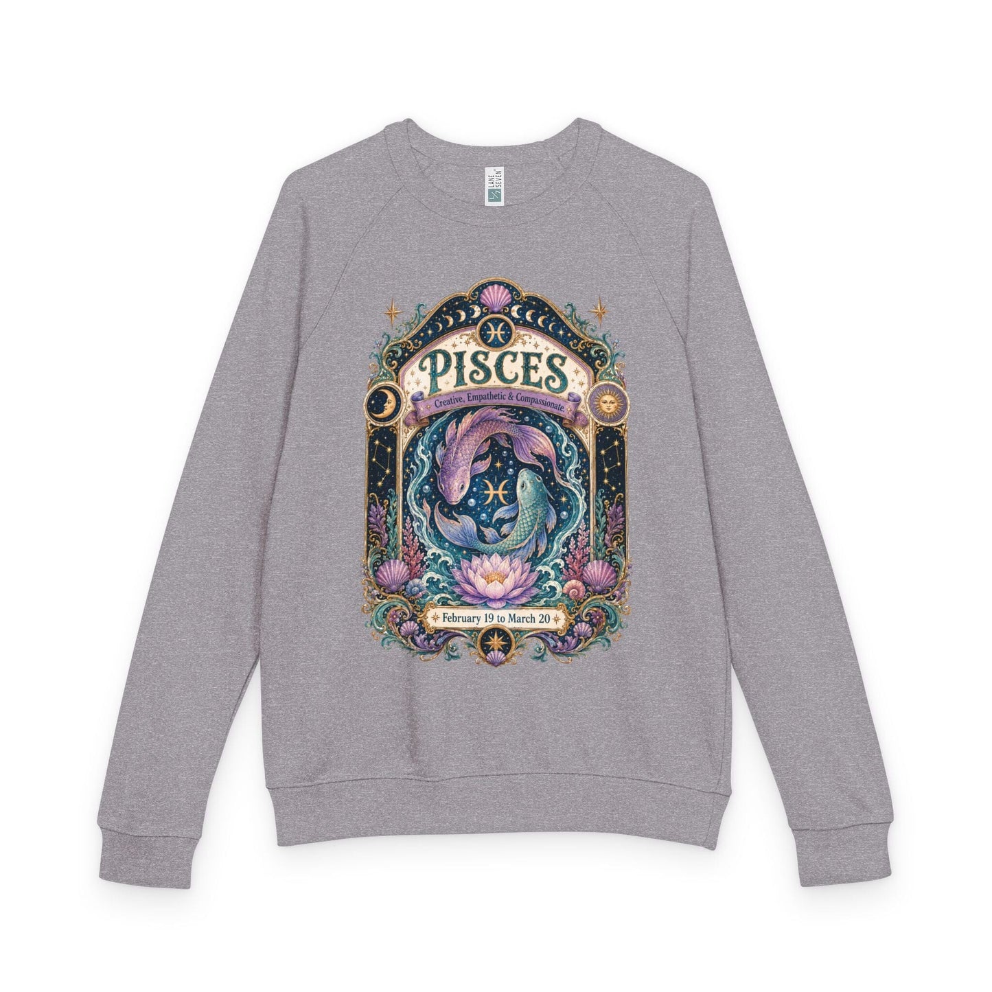Pisces Zodiac Raglan Sweatshirt – Ethereal Fish Artwork
