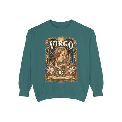 Virgo Zodiac Garment-Dyed Sweatshirt – Mystic Maiden Artwork