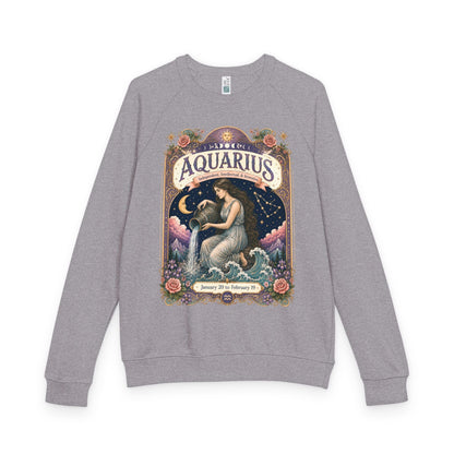 Aquarius Zodiac Raglan Sweatshirt – Ethereal Water Bearer Artwork