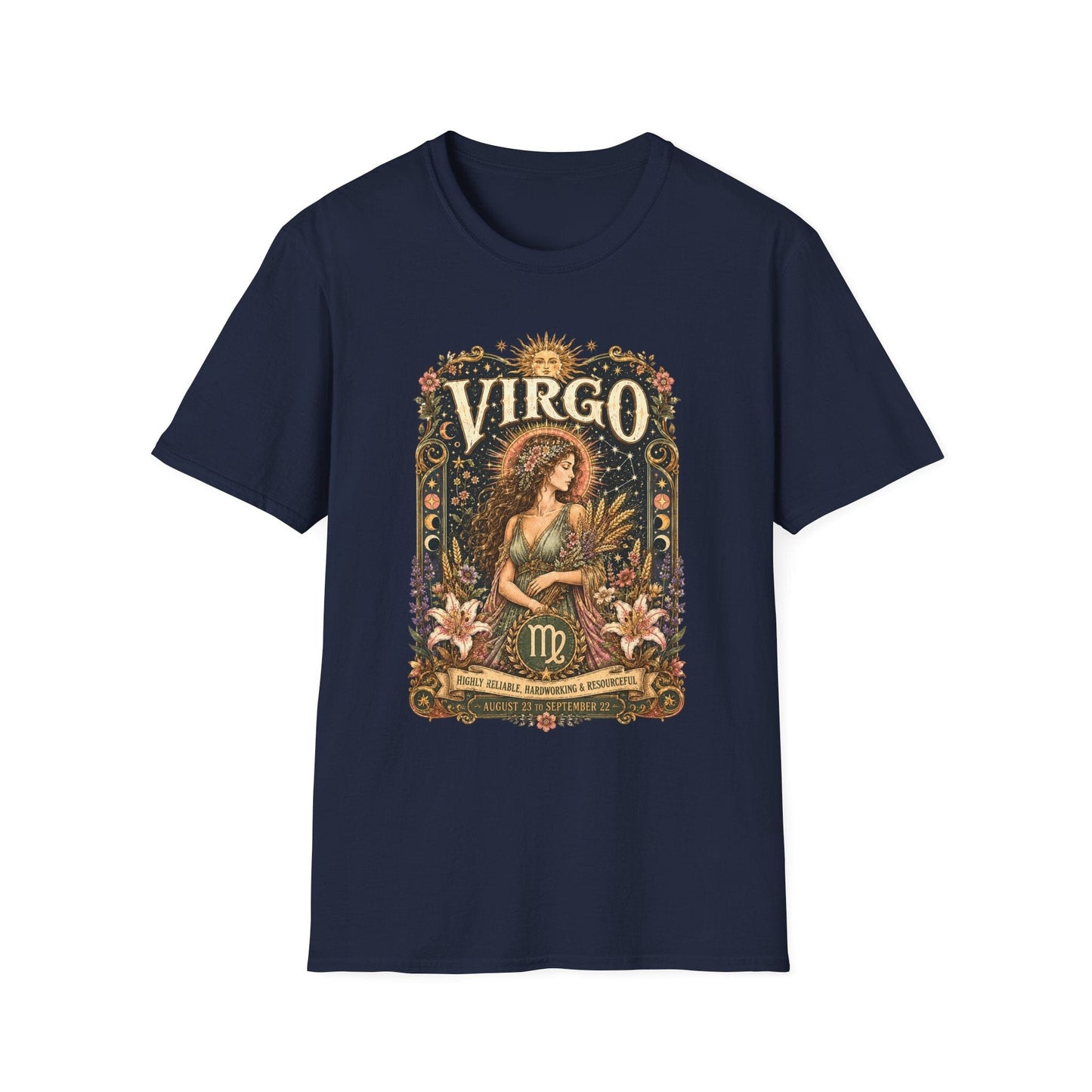 Virgo Zodiac Softstyle T-Shirt – Celestial Maiden Artwork