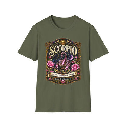 Scorpio Zodiac Softstyle T-Shirt – Celestial Scorpion Artwork