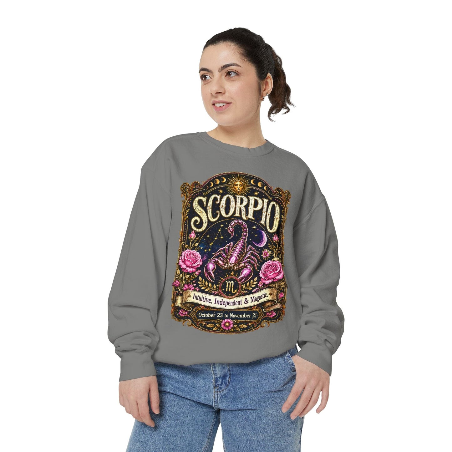 Scorpio Zodiac Garment-Dyed Sweatshirt – Mystic Scorpion Artwork