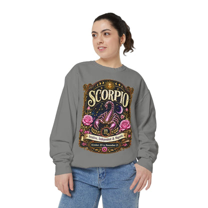 Scorpio Zodiac Garment-Dyed Sweatshirt – Mystic Scorpion Artwork