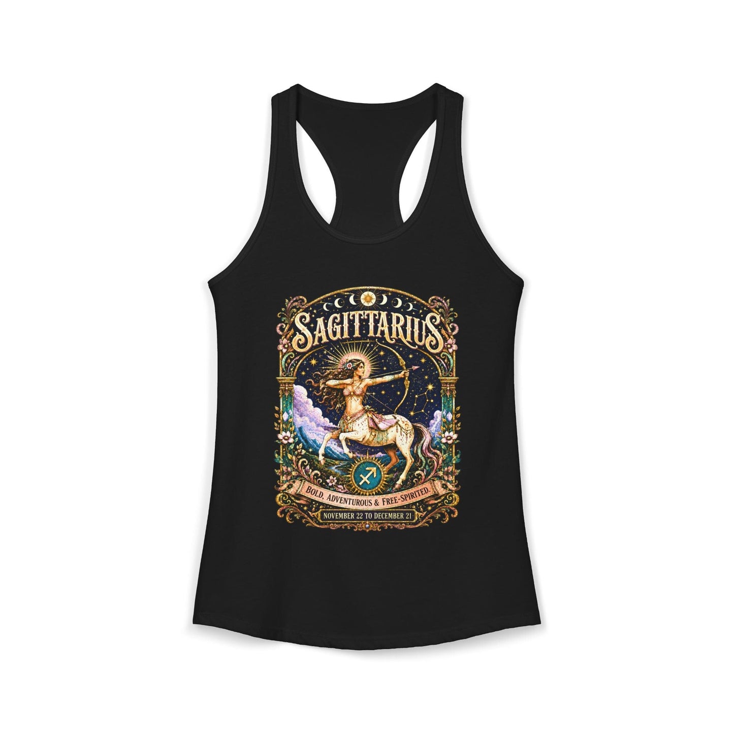 Sagittarius Zodiac Women's Racerback Tank – Ornate Archer Artwork