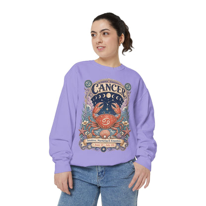 Cancer Zodiac Garment-Dyed Sweatshirt – Mystic Crab Artwork