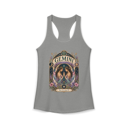 Gemini Zodiac Women's Racerback Tank – Ornate Twins Artwork
