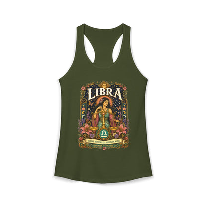 Libra Zodiac Women's Racerback Tank – Ornate Scales Artwork