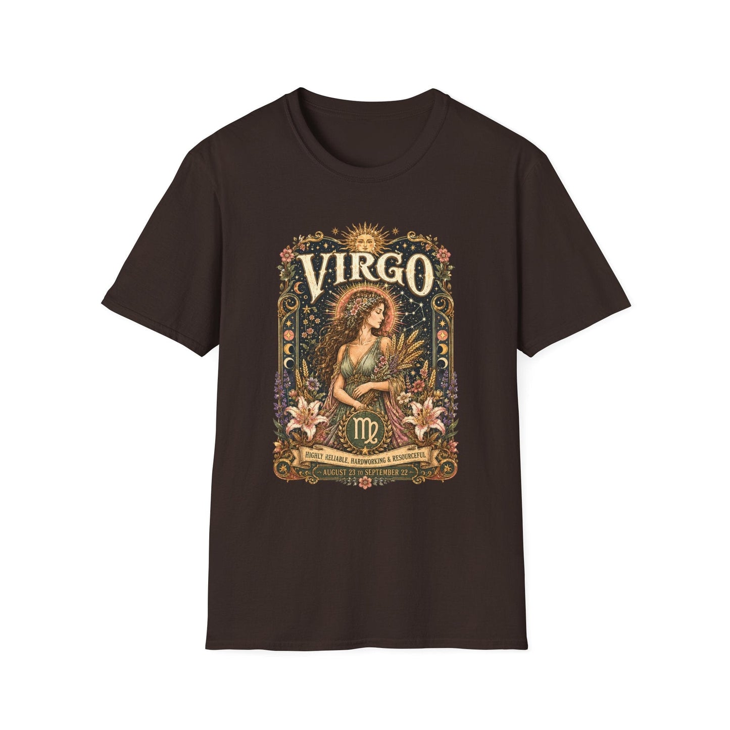 Virgo Zodiac Softstyle T-Shirt – Celestial Maiden Artwork