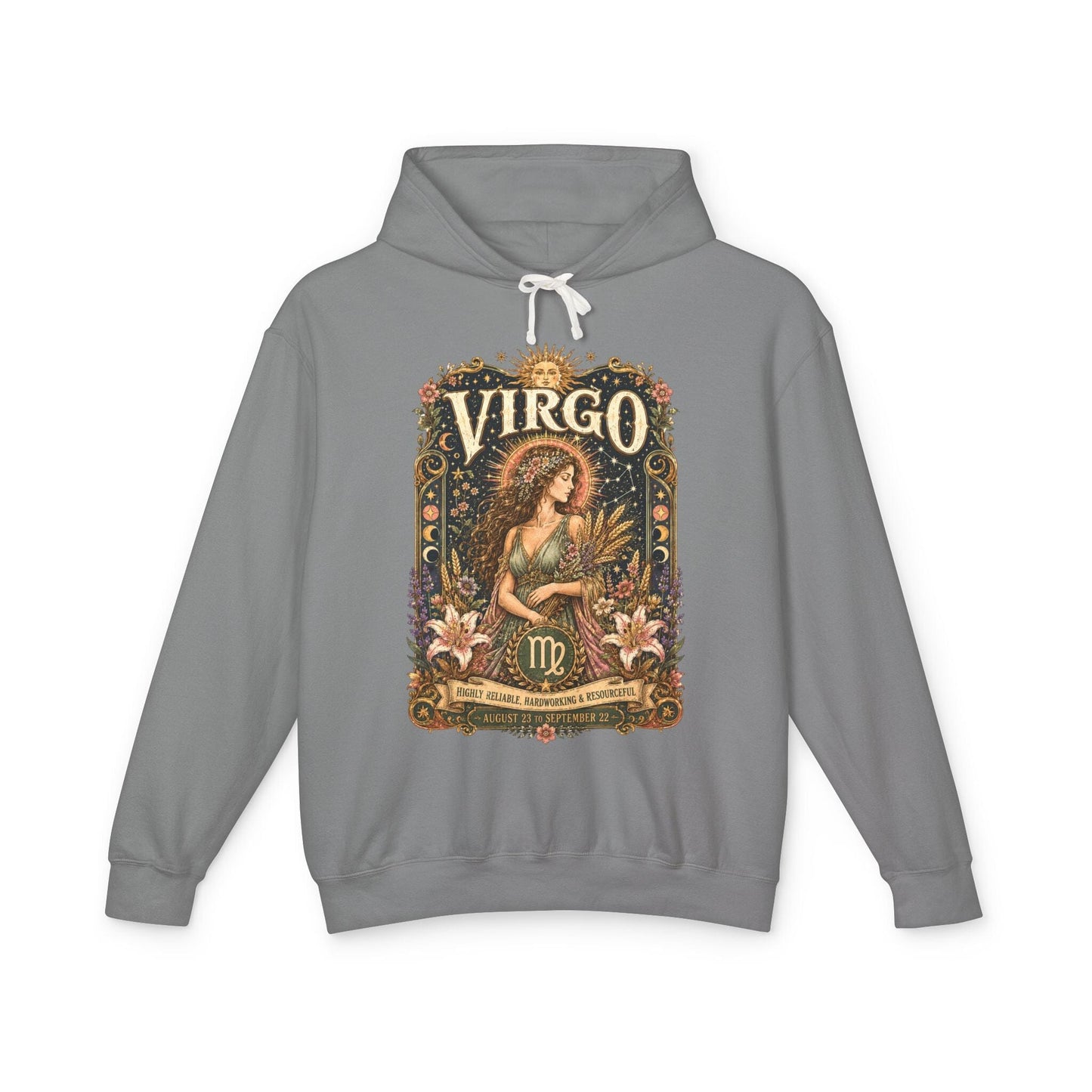 Virgo Zodiac Hooded Sweatshirt – Enchanted Maiden Artwork