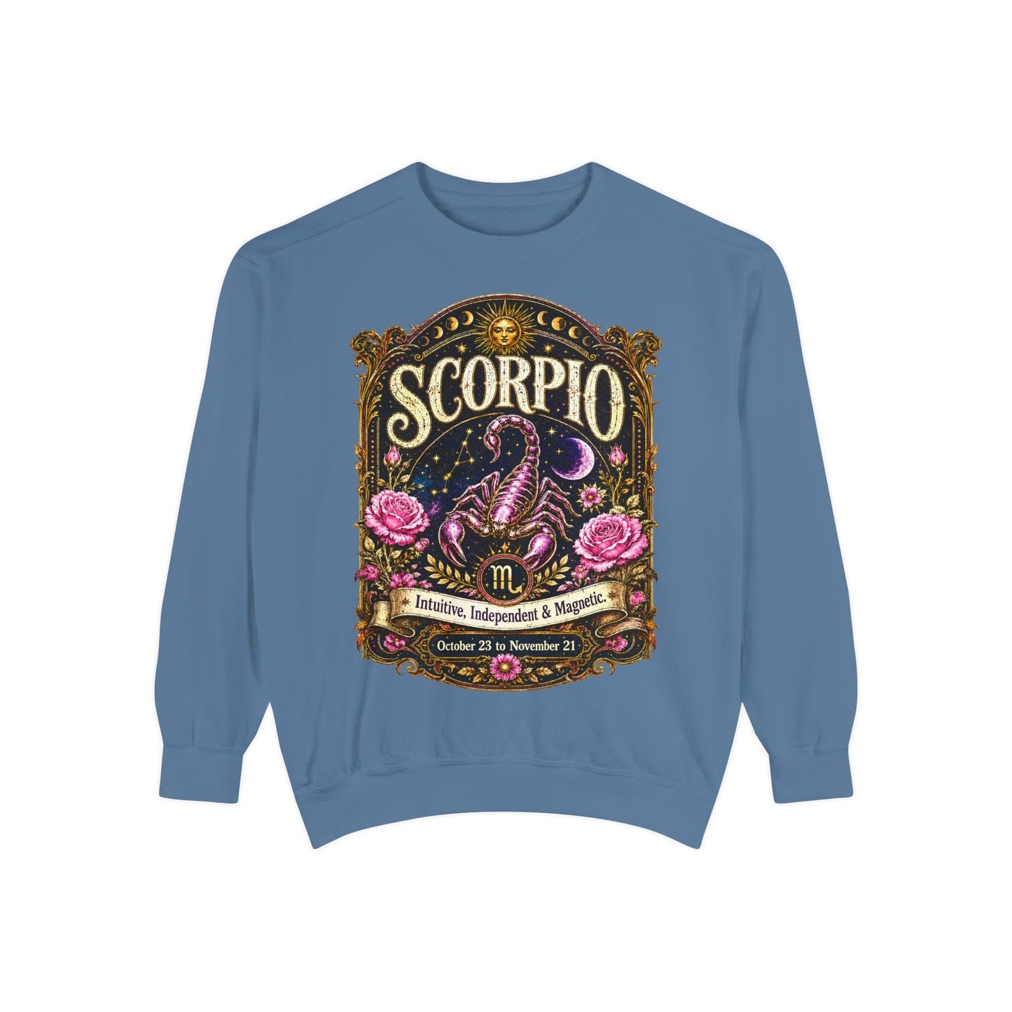 Scorpio Zodiac Garment-Dyed Sweatshirt – Mystic Scorpion Artwork
