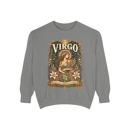 Virgo Zodiac Garment-Dyed Sweatshirt – Mystic Maiden Artwork