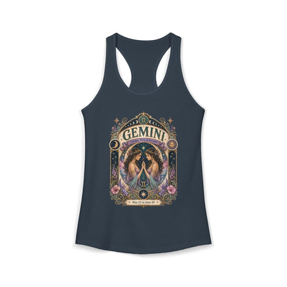 Gemini Zodiac Women's Racerback Tank – Ornate Twins Artwork