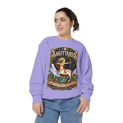 Sagittarius Zodiac Garment-Dyed Sweatshirt – Mystic Archer Artwork