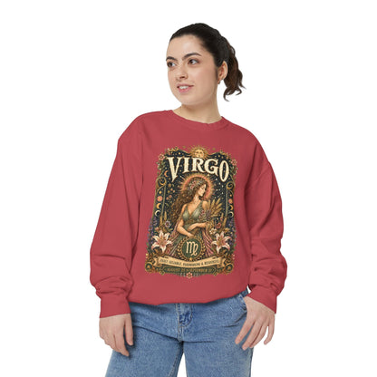 Virgo Zodiac Garment-Dyed Sweatshirt – Mystic Maiden Artwork