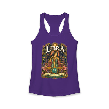 Libra Zodiac Women's Racerback Tank – Ornate Scales Artwork