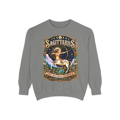 Sagittarius Zodiac Garment-Dyed Sweatshirt – Mystic Archer Artwork