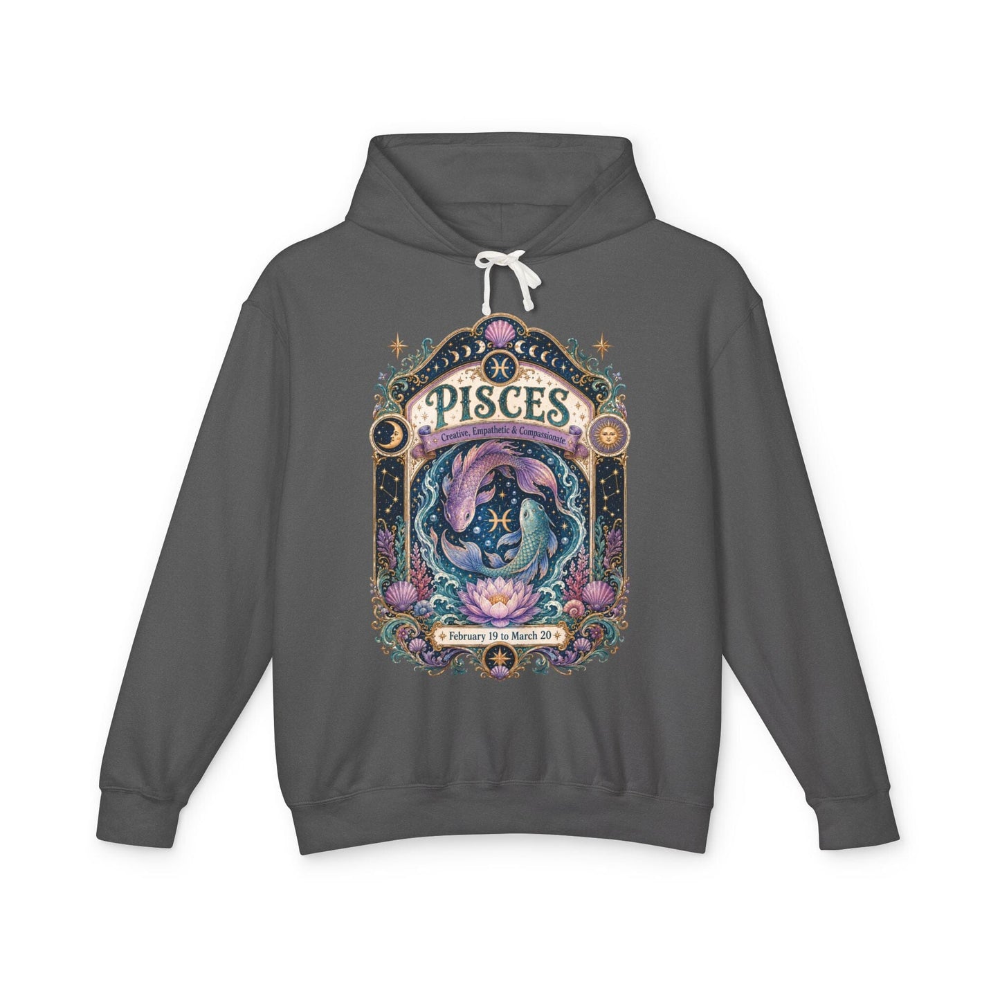 Pisces Zodiac Hooded Sweatshirt – Enchanted Fish Artwork