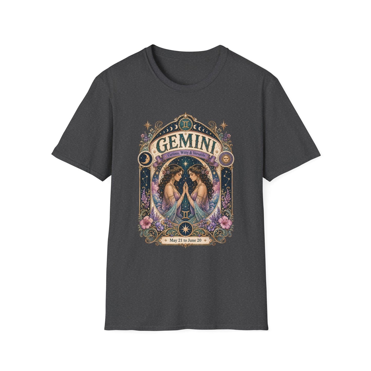 Gemini Zodiac Softstyle T-Shirt – Celestial Twins Artwork
